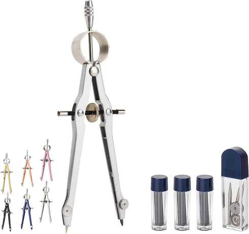 Mr. Pen Professional Compass for Geometry, Extra Lead Metal Drawing Tool for Students, Drafting Compass for Back to