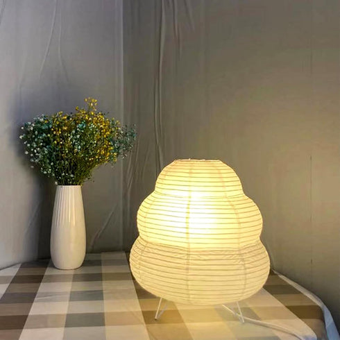 Gadpiparty E14 Cozy Japanese Rice Paper Lantern Lamp - Base Night Light with Us Plug for Bedroom, Living Room, Kids