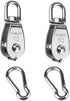 2PCS 304 Stainless Steel Single Pulley Block M15, Wire Rope Crane Pulley Block with 2PCS Spring Snap Hook.