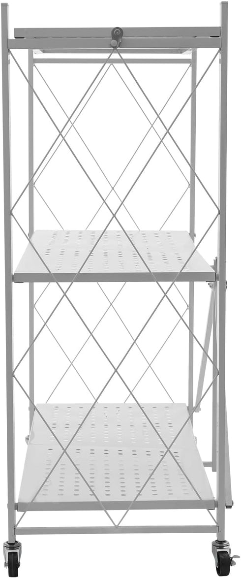Oiveinya Cart,3-Tier Foldable Storage Rolling Portable Utility Service Cart with Wheels Folding Metal Cart Organizer