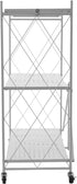 Oiveinya Cart,3-Tier Foldable Storage Rolling Portable Utility Service Cart with Wheels Folding Metal Cart Organizer