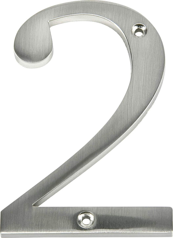 Distinctions 843322 House Number 2, Brushed Nickel Zinc Flush Mount Address Number,