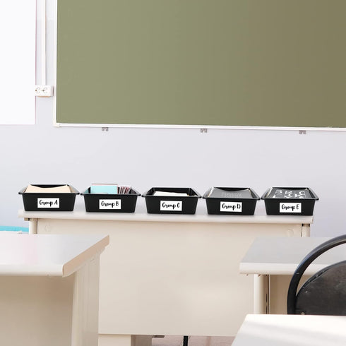 Qunclay 10 Pcs Flat Storage Tray Organizer, Letter Size Paper Trays, Stackable File Paper Tray for School Office, Black