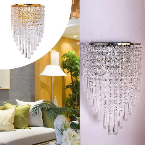 Gdrasuya10 Modern Crystal Wall Sconce Chrome Crystal Wall Lamp Crystal Wall Lighting Fixture for Living Room Besides