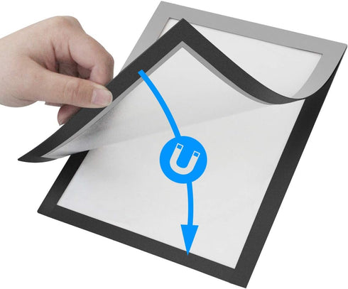 Document Sign Holder Pockets - Magnetic Back Plastic Poster Display Frame for Fridge/Whiteboard, 8.3 x 11.7 Inch,