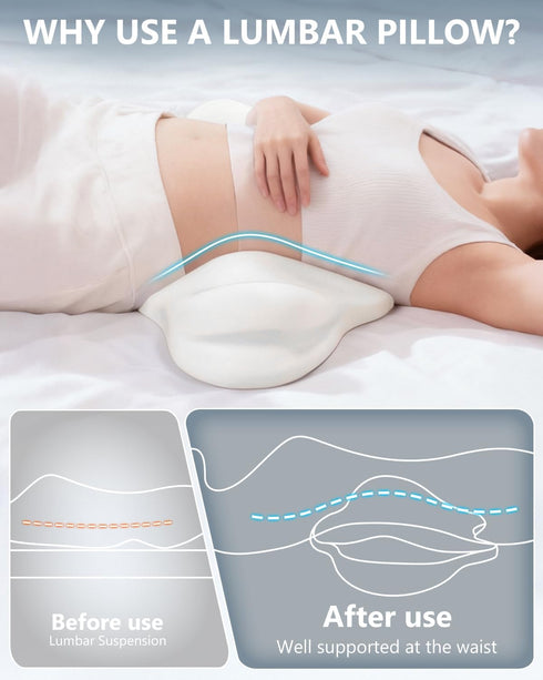 SMDR Ergonomic Lumbar Support Pillow, Dual-Wing Memory Foam Back Cushion for Lower Back Pain Relief & Posture Support