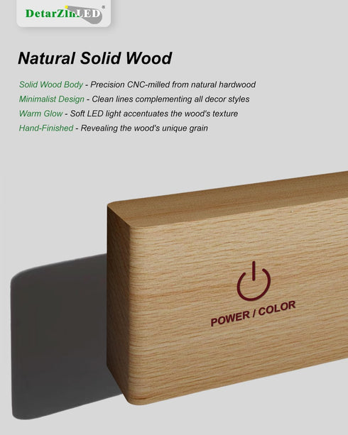 5200mAh 3 Dimmable Rechargeable Wood Wall Lights with Remote & Touch, Battery Operated Wall Sconce Color Temperatures