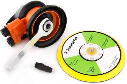ZHONGAN 6" Pneumatic Air Random Orbital Sander - Heavy Duty Polishing Tool for Wood Working