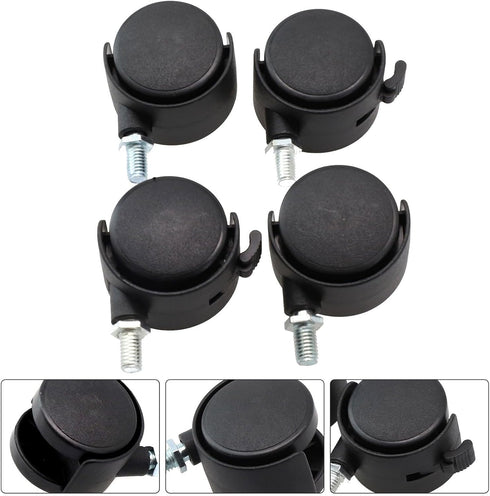 LivGrain 4 Set M8 Pieces Furniture Caster Wheels with Brakes, Stem Swivel Castors for Coffee Table Restaurant Cart