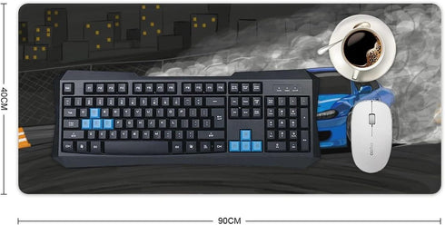 Large Gaming Mouse Pad, Drifting S13 and S15 JDM Car Desk Mat, Extended Keyboard Computer Pad, 40x90cm