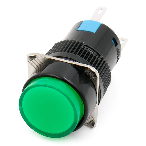 Baomain 5/8" 16mm Push Button Switch Momentary Round Cap LED Lamp, 5 Pack, Red Yellow Orange Blue Green Light DC 24V