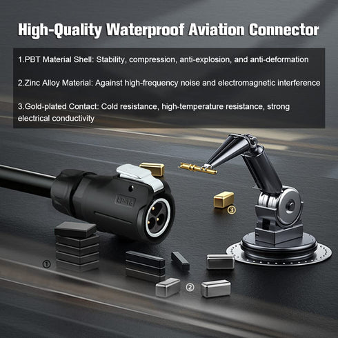 3 Pin Connector, Waterproof Electrical Connectors, Aviation Cable Connector for Industrial & Power