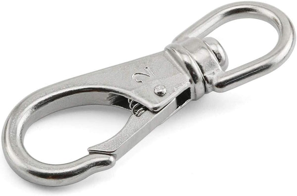 1-Pack M6 Swivel Eye Snap Hook 304 Stainless Steel Multi-Use Spring Snap Hook for Boat Marine Pet Chains