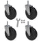 AAGUT 4 Inch Rubber Swivel Stem Caster, 1/2"-13x1.5 Threaded Stem, 4 Pack with Nuts