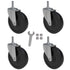 AAGUT 4 Inch Rubber Swivel Stem Caster, 1/2"-13x1.5 Threaded Stem, 4 Pack with Nuts