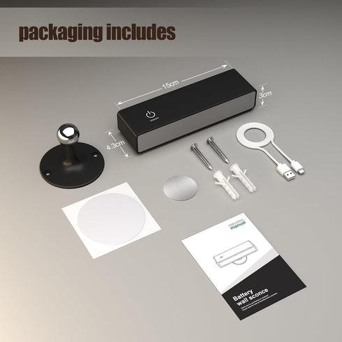 Set 2, 4000mAh 360 Dimmable YiLaie Battery Operated Wall Sconces of LED Wall Mounted Lights with Rechargeable Battery