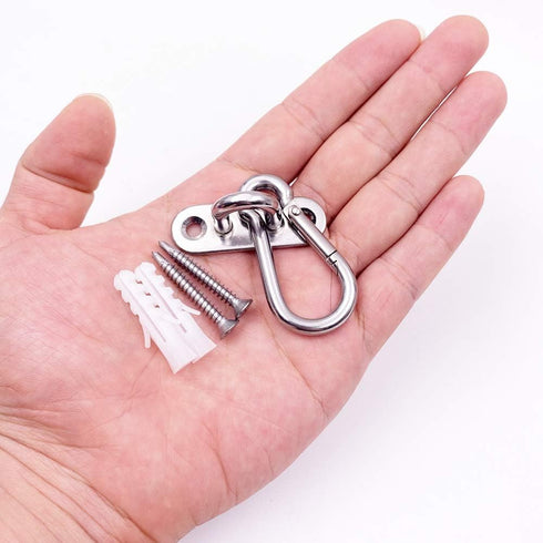 10 Pcs Stainless Steel 1.8 inch Pad Eye Plate U Hooks + 10 Pcs Snap Hook, Marine Hardware with Screws