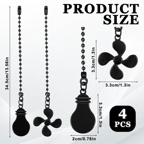 LXUEJIE 4 Pack Set, 13.58 Inches bulb Ceiling Fan Chain Extender Fan Light Shaped Pull Chains Extenders for Ceiling