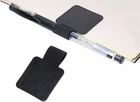 Mini Skater Self-Adhesive Pen Loop, Leather Sticker Holder with Elastic Band for Tablet, Journals, Clipboards, Notebook