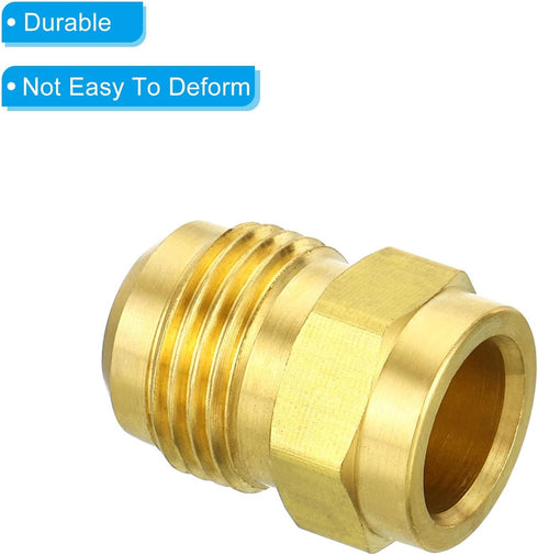 PATIKIL 1/2 SAE Male Thread Brass Flare Tube Fitting, 4 Pack Pipe Adapter Connector for HVAC Plumbing