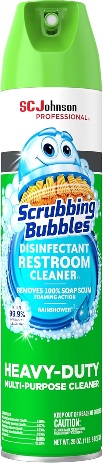 SC Johnson Scrubbing Bubbles Disinfectant Restroom Cleaner Ii, Rain Shower Scent, 25 Oz Aerosol