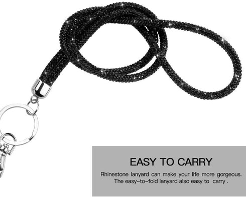 Soleebee Rhinestone Office Lanyard, 31.5'' Bling Neck Lanyard with Metal Clasp & Keyring for Women