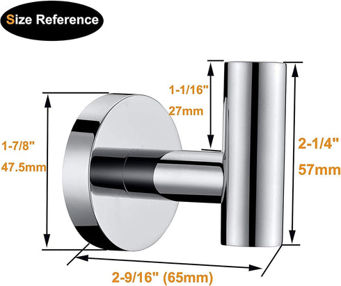 SUS304 Closet 6 Packs Nolimas Towel Coat Hook Polished Chrome Stainless Steel Bathroom Clothes Cabinet Sponges Robe