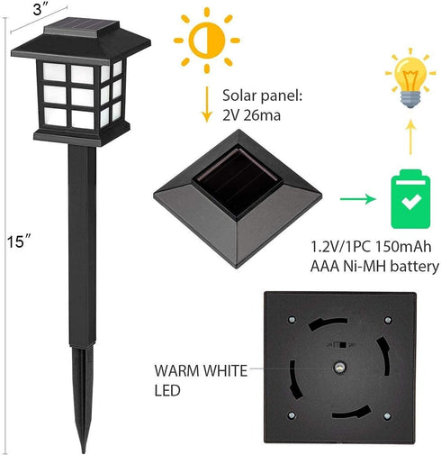 GIGALUMI Solar Outdoor Lights, 8 Pack LED Waterproof Solar Lights, Maintain 10 Hours of Lighting for Garden, Landscape,