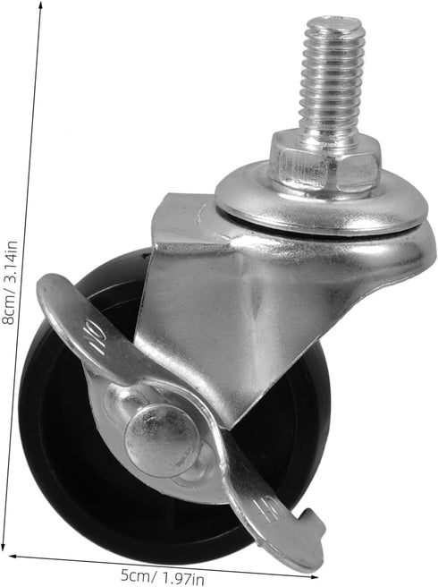4pcs PRETYZOOM Furniture Caster Wheels Replacement Wheels Side Brakes for Rolling Cart