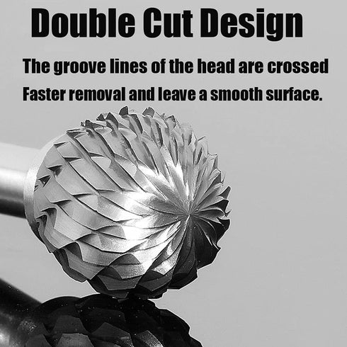 Tungsten Carbide Rotary Burr Set for Dremel, 10PCS Double Cut Carving Bits with 1/8 Shank for Woodworking