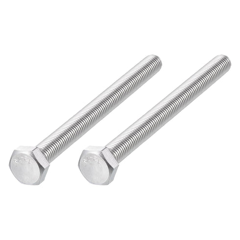 Hex Bolts (M14-2x160mm) 2Pcs, Fully Threaded Coarse Hex Head Screw Bolt Machine Screws - 304 Stainless Steel, Silver