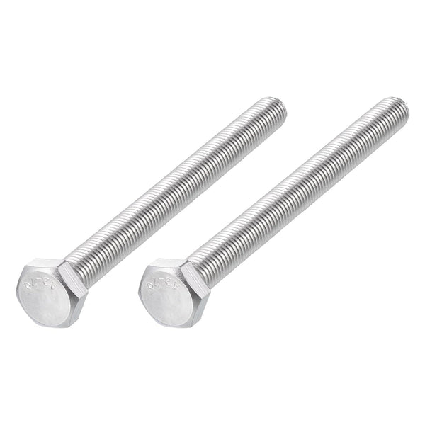 Hex Bolts (M14-2x160mm) 2Pcs, Fully Threaded Coarse Hex Head Screw Bolt Machine Screws - 304 Stainless Steel, Silver