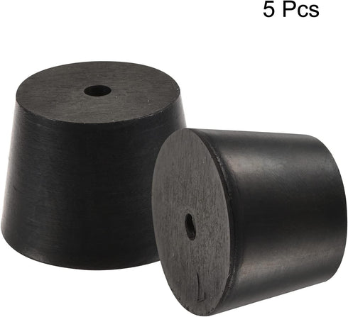 MECCANIXITY Black Rubber Tapered Plug 30mm to 37mm with Hole, Test Tubes Bungs Stopper for Lab Home, 5 Pieces