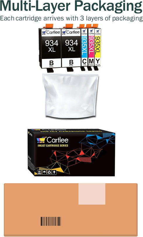 Cartlee 5 Pack Compatible Ink Cartridges for HP 934 935 934XL 935XL for OfficeJet Pro 6830 6230 6835