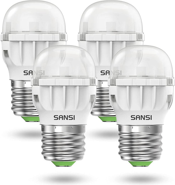SANSI LED Refrigerator Light Bulb, 45W Equivalent, 5000K Daylight White, 450 Lumen, E26, Waterproof, 4-Pack
