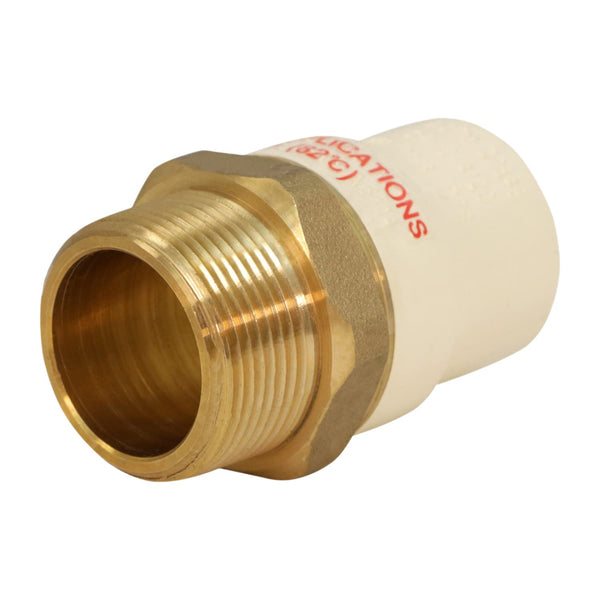 Supply Giant CSDQN336 Male x CPVC Adapter, Durable Over Molded One-Piece Design, 1-1/4 Inch Lead-Free Brass