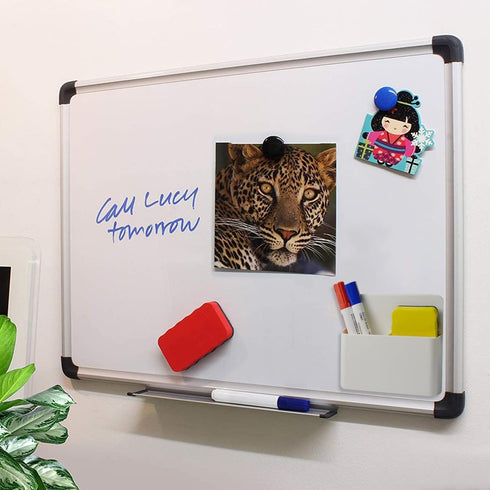 Magnetic Dry Erase Marker Holder, Strong Magnetic Back for Whiteboard and Fridge, School, Office, Home (White)