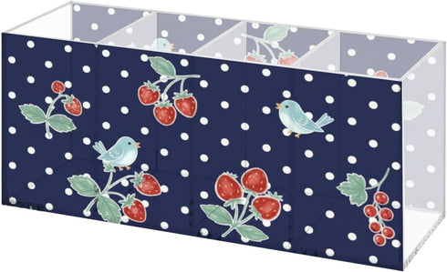 Generic Retro Strawberry Bird White Dots Desk Pen Organizer Acrylic Organizers Hair Brush