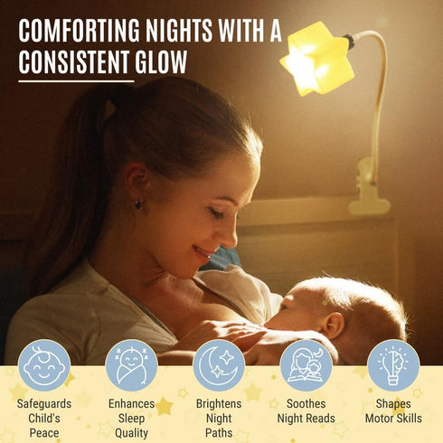 Dimmable LED Clip On Star Light, Warm & Desk Light, Reading Night lamp Newborn Essential for Bedside Bassinet, Nursery