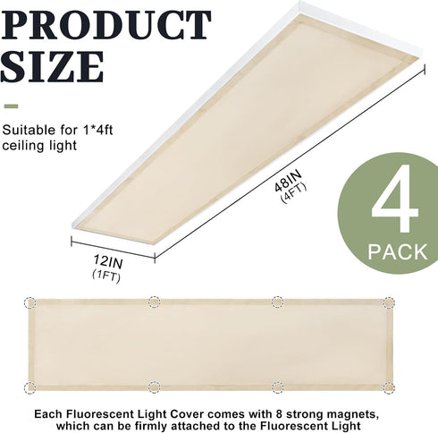 4 1 4 8 Pcs x Feet Fluorescent Covers for Ceiling Lights Magnetic Ceiling Light Cover with Magnets for School Classroom
