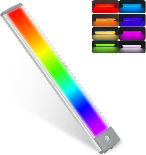 LEPOTEC RGB Under Cabinet Lighting,Motion Sensor Light Indoor with Adjustable 8 Colors