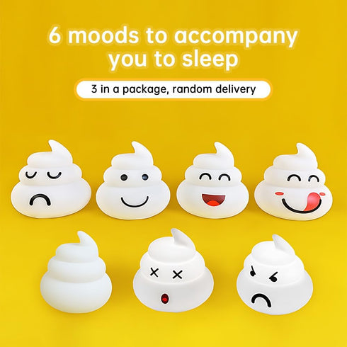 ACAGALA 3 Pack 3 Cute Poop LED Touch Night Light Emotion Night Lamp for Kids Toddler Baby Nursery Brightness Adjustable