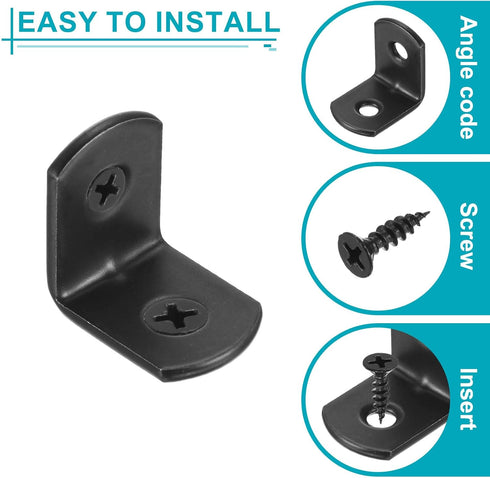 40 Set 0.79"x0.59"x0.79" uxcell L Corner Bracket Corner Brace Metal Joint Right Angle Brackets Rounded Corner Fastener