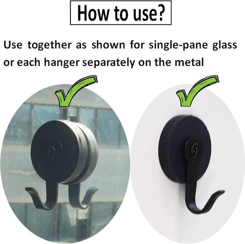 2-Pack Magnetic Wreath Hanger, Place One Magnet on Either Side of Glass or Use Separately on Metal Steel Door