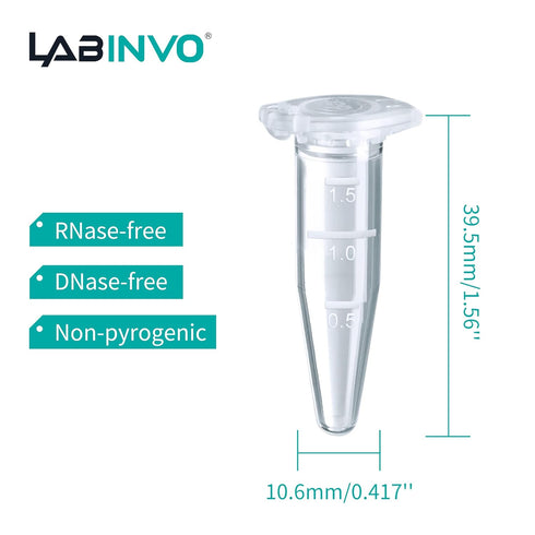 1.5ml Sterile Microcentrifuge Tubes with Safe-Lock Cap, Pack of 500, Conical Bottom Centrifuge Tubes