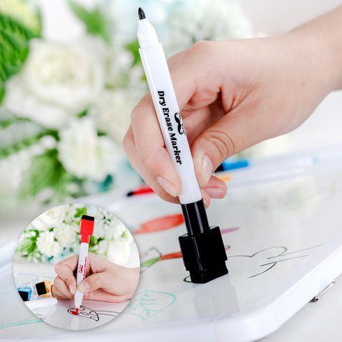 Mr. Pen Dry Erase Board 12.5" x 9.5" with 8 Markers & 2 Magnets, Small Magnetic White Board