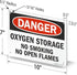 SmartSign S-5904-PL-10 Danger - Oxygen Storage, No Smoking Sign, 7" x 10" Plastic