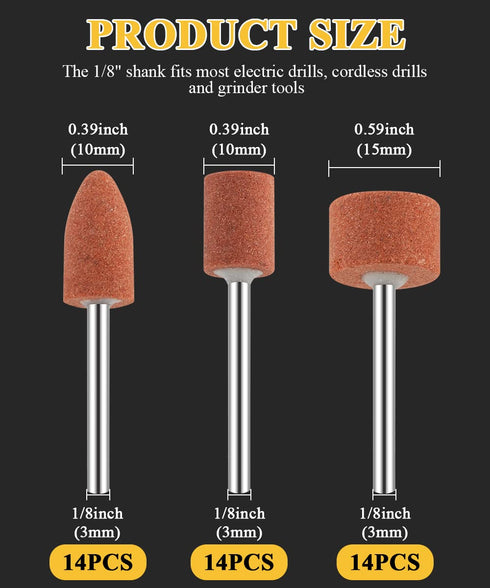 Sanding Bits for Dremel Rotary Tool, 42Pcs Grinding Stone Sanding Drill Bits with 1/8" Shank