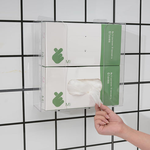 Cq Acrylic Clear Mask Dispenser, Wall Floating Glove Rack and Glove Box Dispenser Holder, Pack of 1