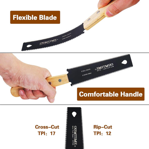 Mini Hand Saw 6 Inch Japanese Pull Saw, Double Edges Flush Cut Saw for Woodworking Tools